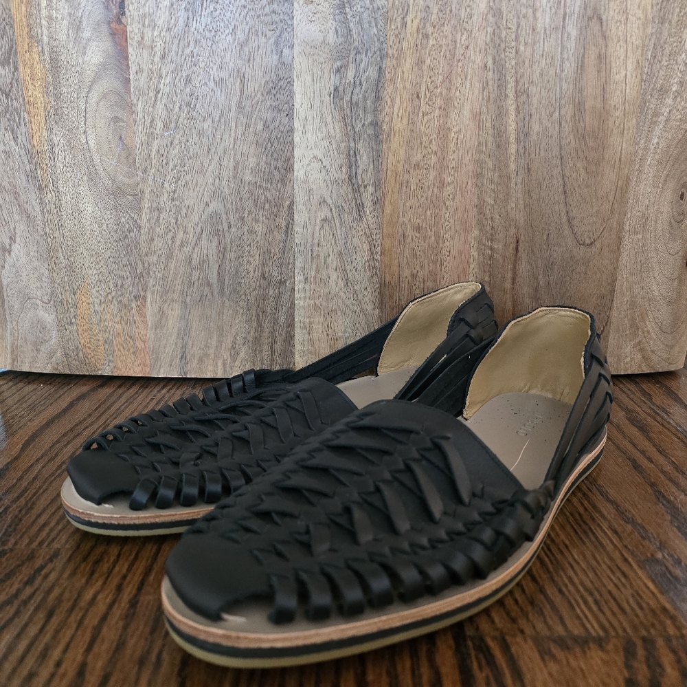 Nisolo Black Woven Leather Huarache Sandals-Men’s 9.5